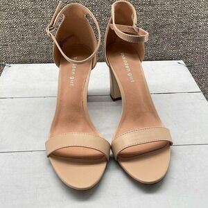 Madden Girl Heels‎ Womans 10 Blush Open Toe Block Heel Nude Special Occasion